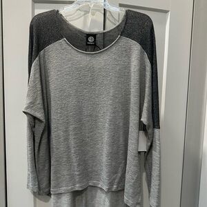 Bobeau Charcoal and Light Gray Long Sleeve Top